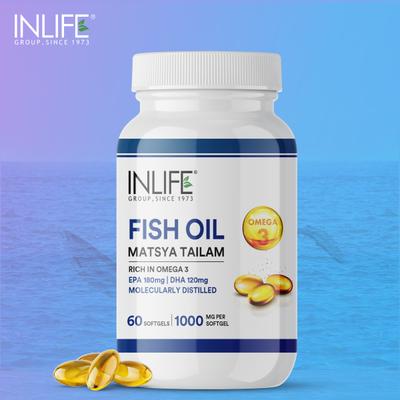 INLIFE Fish Oil 1000 mg Softgel 60's - Omega Fish Oil Fatty Acids