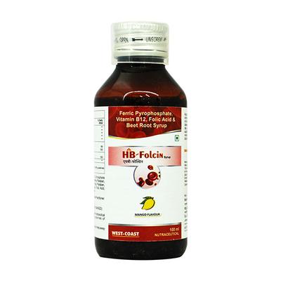HB FOLCIN MANGO FLAVOUR Syrup 100ml - Iron Supplement/Anaemia-Vma