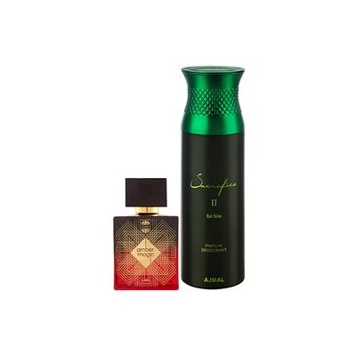 Ajmal Amber Magic EDP Spicy Aromatic Perfume And Sacrifice II For Him Deodorant Fruity Aromatic Fragrance 300 ml - Men Perfumes (Edt/Edp)