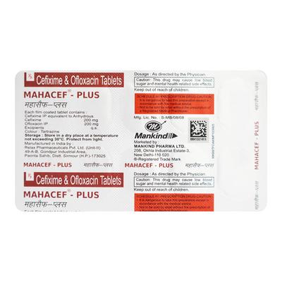 Mahacef Plus 200mg Tablet 10'S - Bacterial Infections-Cep