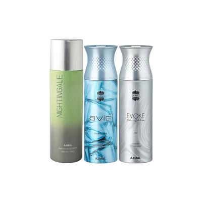 Ajmal 1 Nightingale, 1 Ajmal Avid And 1 Evoke Silver Edition For Him Deodorants Pack of 3 200 ml - Deodorants/Roll-Ons