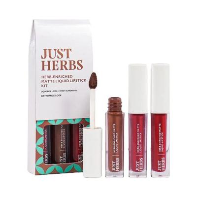 Just Herbs Ayurvedic Liquid Lipstick Kit Set of 3 with Long Lasting, Hydrating - Dusty Rose, Liquorice Brown & Raisin Rust 6ml - Liquid Lipsticks