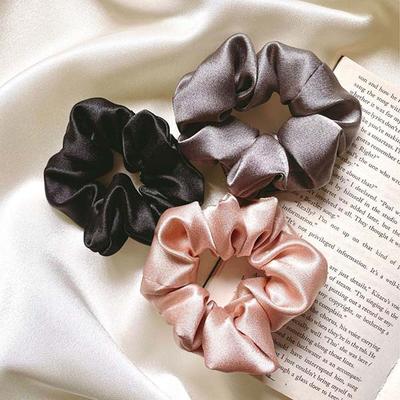 Mueras Silk Satin Scrunchies - Grey, Rose Gold and Black 3's - Hair Clips/Bands