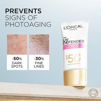 Loreal Paris UV Defender Serum Protector SPF 50+ PA++++, Bright & Clear with Niacinamide 50ml - Face Sunscreen