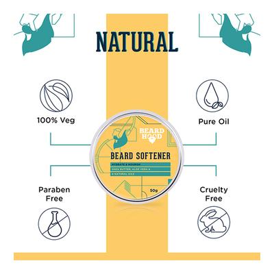 Beardhood Beard Softener - Shea Butter, Aloe Vera & 6 Natural Oils 50 gm - Beard Softener