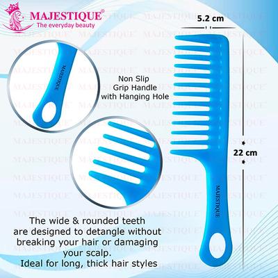 Majestique Large Hair Styling Comb for Curly Hair, Long Hair - Color May Vary 1's - Hair Brushes