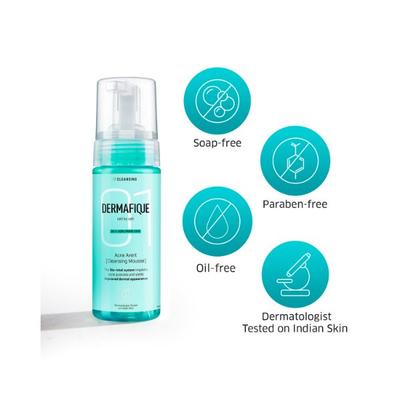 Dermafique Acne Avert Cleansing Mousse Facewash for Oily To Acne Prone Skin 150 ml - Face Wash & Cleansers