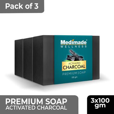 Medimade Activated Charcoal Premium Soap (Pack of 3) 1's - Soaps