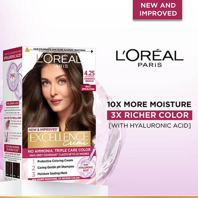 L'Oreal Paris Excellence Creme Hair Color, 4.25 Aishwarya's Brown 100gm+72ml 1's - Crème