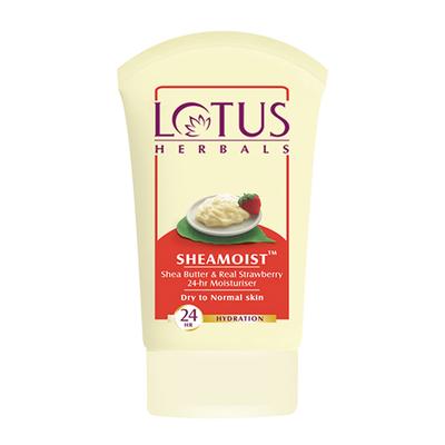 Lotus Herbals Sheamoist Shea Butter & Real Strawberry 24Hr Moisturiser 120 gm - Face Creams