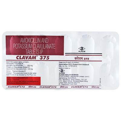 Clavam 375mg Tablet 10'S - Bacterial Infections-Pen