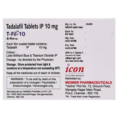 T Fil 10mg Tablet 4'S - Impotence/Erectile Dysfunction (Ed)