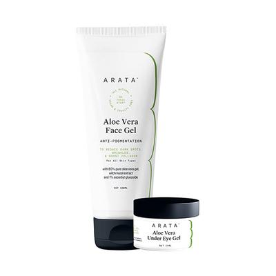 Arata Hydration Boost Aloe Vera Gel Combo With Aloe Vera Face Gel & Under Eye Gel (110ml + 10ml) 1's - Face Wash & Cleansers