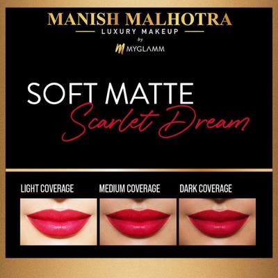 Manish Malhotra Beauty By MyGlamm Soft Matte Lipstick-Scarlet Dream 4 gm - Lipsticks