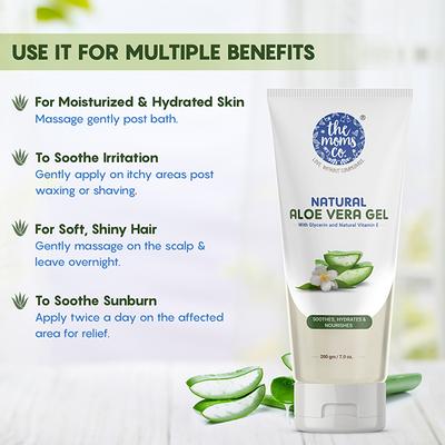 The Mom's Co. Natural Aloe Vera Gel with Glycerine and Natural Vitamin E 200gm - Face Gels