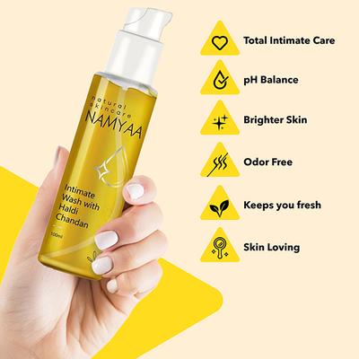 Namyaantimate Wash Set with Tea Tree and Haldi Chandan (Intimate Wash 100 gm with Haldi Chandanntimate Hygiene Wash 100gm) 2's - Intimate Hygiene