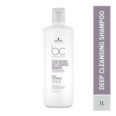 Schwarzkopf Professional Bonacure Clean Balance Deep Cleansing Shampoo with Tocopherol for All Hair Types with Vegan Keratin 1000 ml - Shampoos