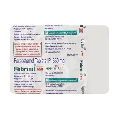FEBRINIL 650mg Tablet 10's - Fever-Ana