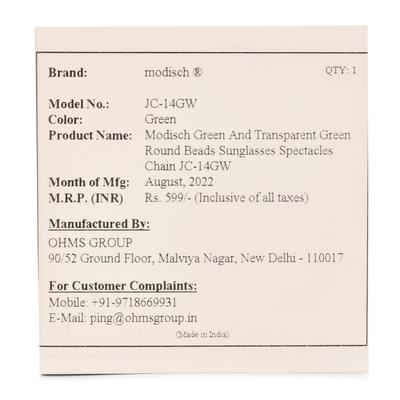 Modisch Green And Transparent Green Round Beads Sunglasses Chain (JC-14Gw) 1's - Wearables Sunglasses