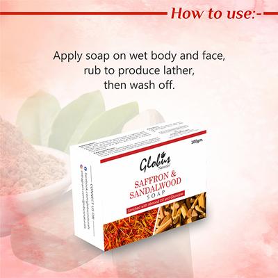 Globus Naturals Saffron & Sandalwood Soap (Pack Of 3) 300 gm - Soaps