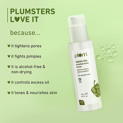 Plum Green Tea Alcohol-Free Face Toner for Oily, Acne-Prone Skin Glycolic Acid Fights Pimples 150 ml - Toners