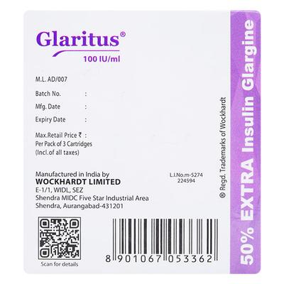 Glaritus New 100IU Cartridge 3X3ml - Diabetes-Ins