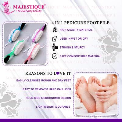 Majestique 4 in 1 Compact Foot Care for Legs - Foot Brush and Pedicure Tool - Color May Vary 1's - Manicure & Pedicure Kits