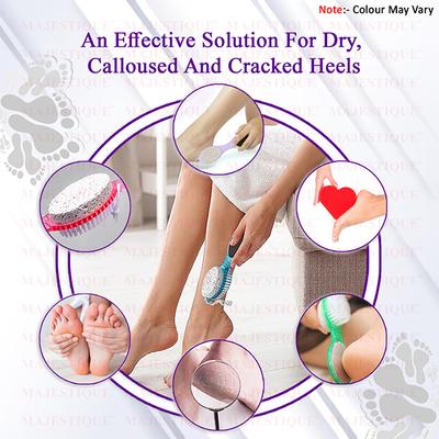 Majestique 4 in 1 Compact Foot Care for Legs - Foot Brush and Pedicure Tool - Color May Vary 1's - Manicure & Pedicure Kits