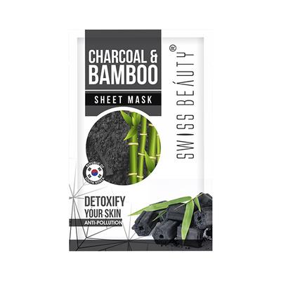 Swiss Beauty Charcoal & Bamboo Sheet Mask - (Charcoal & Bamboo) 22 ml - Masks & Peels