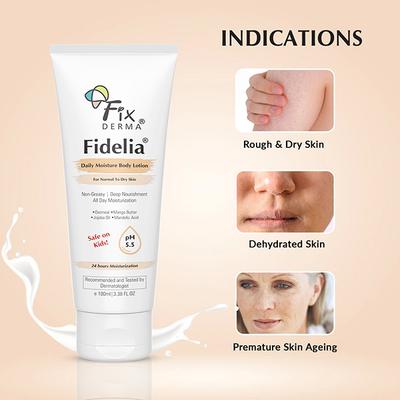 Fixderma Fidelia Daily Moisture Body Lotion, Moisturizer For Face & Body 100 ml - Face Moisturizers