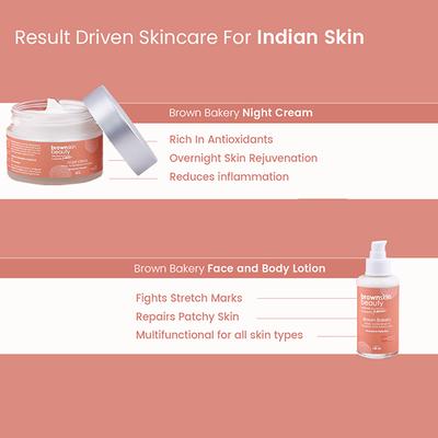BrownSkin Beauty Brown Bakery Night cream and Face Body Lotion Combo 2's - Facial Kits