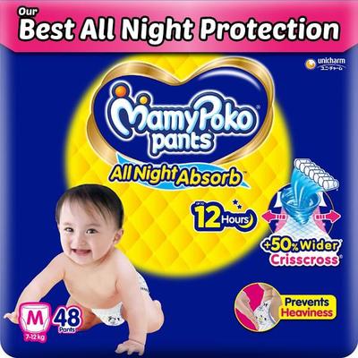 MamyPoko All Nights Absorb Diaper Pants (M) 48's - Diapers & Wipes