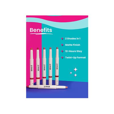 Swiss Beauty Craze Duo Lip Colour Peach Me Pink 2 gm - Lipsticks