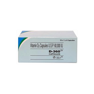 D 360 60000IU Capsule 4'S - Supplements-Vit