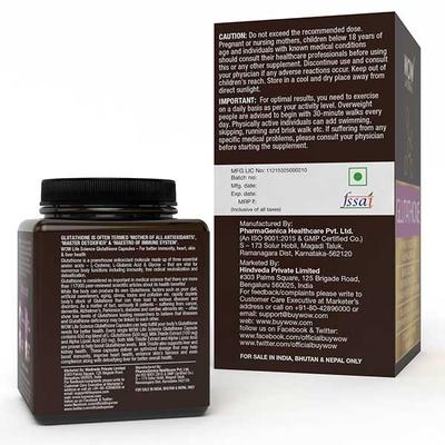 WOW Life Science 500 mg Glutathione Veg Capsule - Milk Thistle Extract 60's - Herbal Dietary Supplement