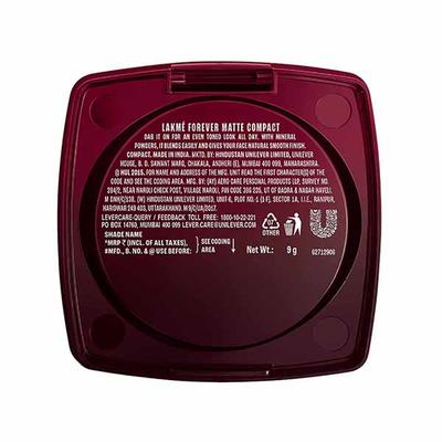 Lakme Forever Matte Compact, Smooth Finish, Lasts for 12 Hrs, Even Toned Look, Pearl, 9 gm - Compact Powder