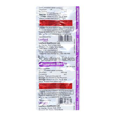 Recopress 500mg Tablet 6'S - Alcohol Addiction