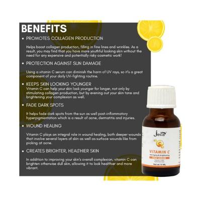 Jeva Vitamin C Serum With Hyaluronic Acid for Anti Aging and Brightening 15 ml - Face Serum