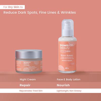 BrownSkin Beauty Brown Bakery Night cream and Face Body Lotion Combo 2's - Facial Kits