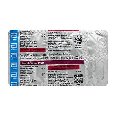 ABVIDA TRIO 1000 Tablet 10's - Diabetes-Ant