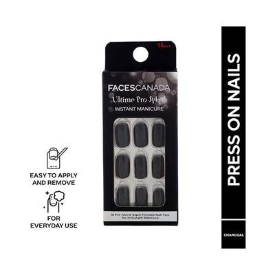 Faces Canada Ultime Pro Splash Instant Manicure - Charcoal , Press On Nail Extensions - 16 Pcs 1's - Nail Art