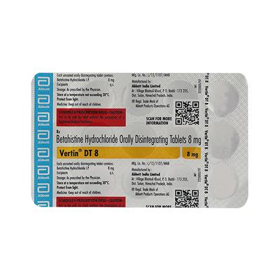VERTIN DT 8 Tablet 15's - Vertigo-Ant