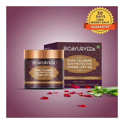 Bioayurveda Rose Calamine Sun Protective (SPF 60) Face Creme 120 gm - Face Sunscreen