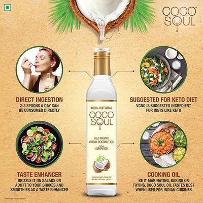 Coco Soul Cold Pressed Natural Virgin Coconut Oil, from the makers of Parachute 500ml - Hair Oils