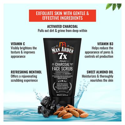 Man Arden 7X Activated Charcoal Face Scrub 100 ml - Face Scrubs