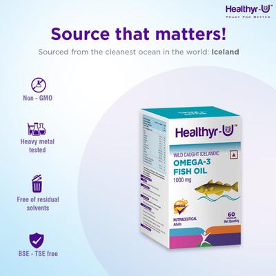 Healthyr-U Icelandic Omega 3 Fish Oil 1000 mg Capsule 60's - Omega Fish Oil Fatty Acids