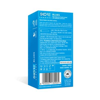 Skore Vanilla Scented with additional Lubrication Condoms - Blues 10's - Plain/Flavoured Condoms
