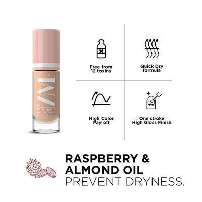 Zayn & Myza Breathable Nail Enamel With Raspberry & Almond Oil, Almond Latte 6 ml - Nail Polish
