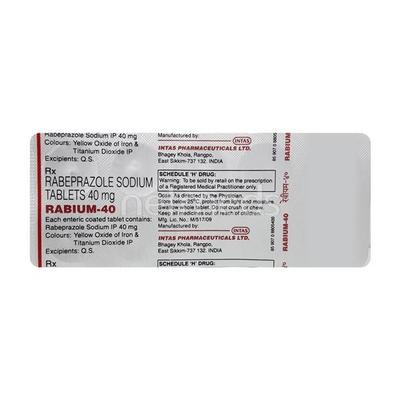Rabium 40mg Tablet 10'S - Ulcer/Reflux/Flatulence-Aaa