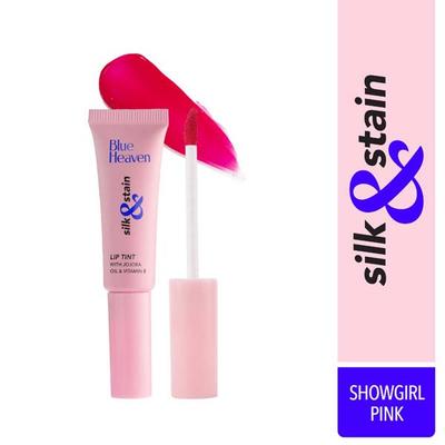 Blue Heaven Silk & Stain Lip Tint Showgirl Pink with Jojoba Oil & Vitamin E 8ml - Lip Stains & Tints